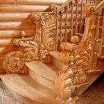Wooden staircase with patterns
