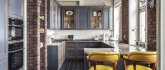 Vintage kitchen design with brick finish