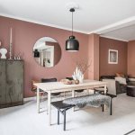 living room in peach tones