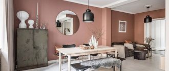living room in peach tones