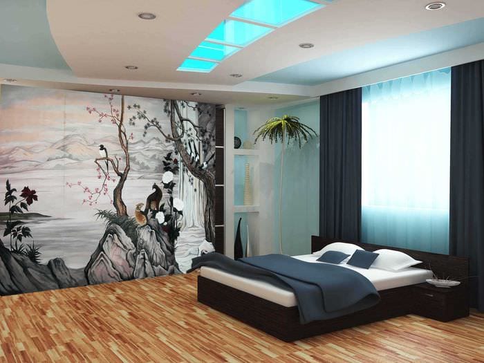 idea of ​​a bright apartment design with wall painting