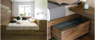 Bed on a podium with drawers