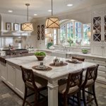 Kitchen island with marble countertop in a private home