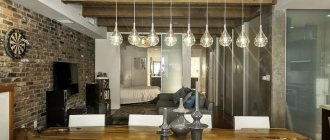 loft style chandelier above the dining table
