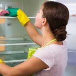 Cleaning the refrigerator.