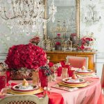 Holiday table decoration in red