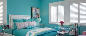 bedroom in turquoise tones photo design
